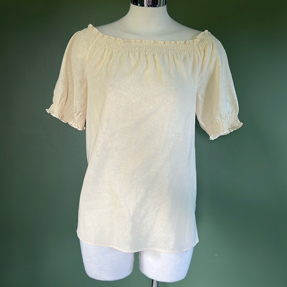 💫THEORY Margina Peasant Top in Parchment Size Small NWT 💫